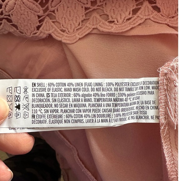 NWT Endless Rose Plunging Lace Trim Puff Sleeve Dress Dusty Pink Size L - Picture 9 of 11